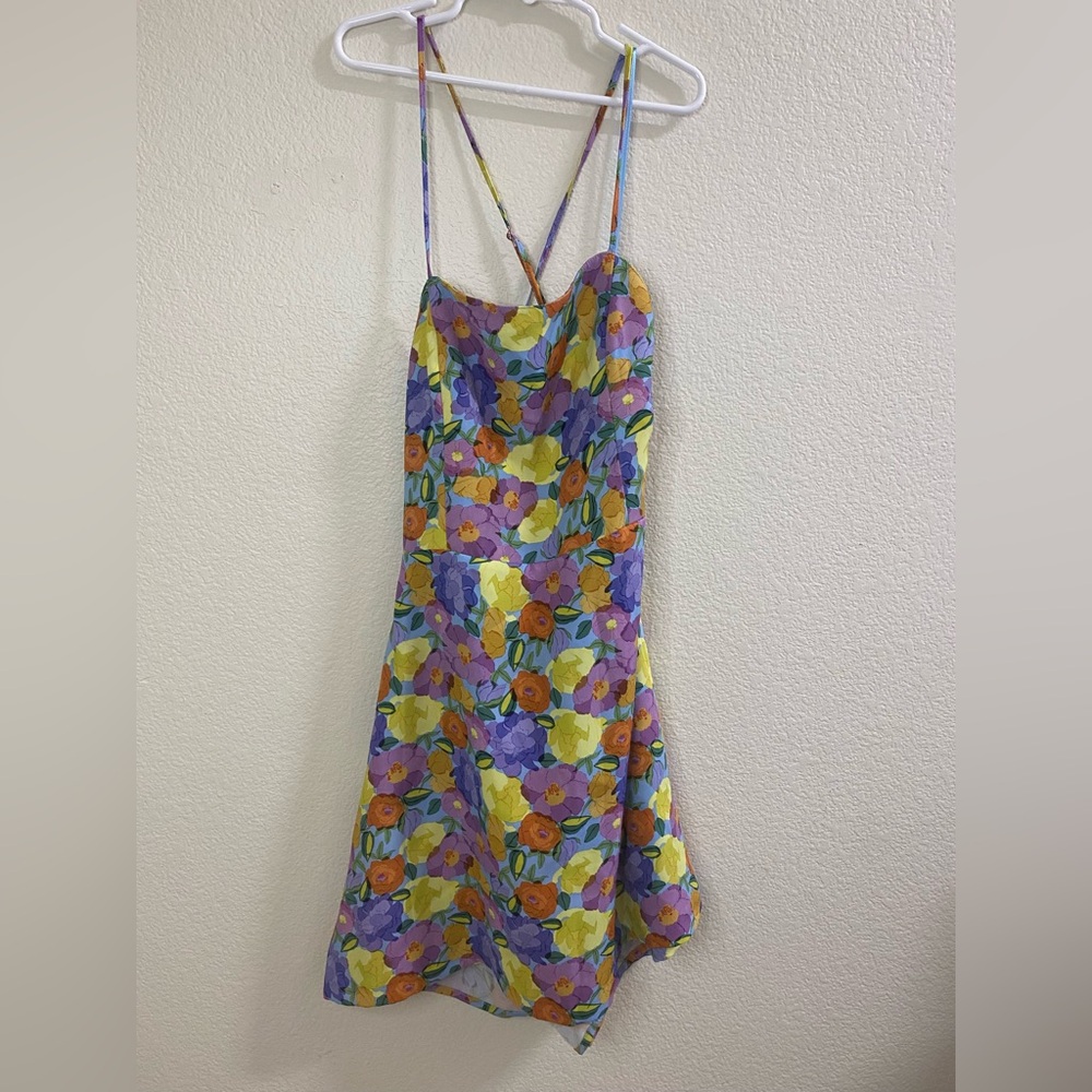 Zara Colorful Floral Backless Dress‎